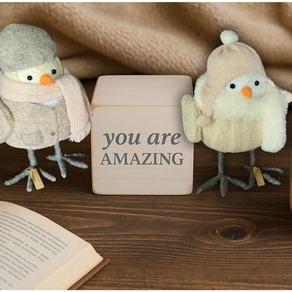 Believe in Yourself Decor Cube + Knit Birds | Feminine Empowerment Gift Set - Picture 3 of 3